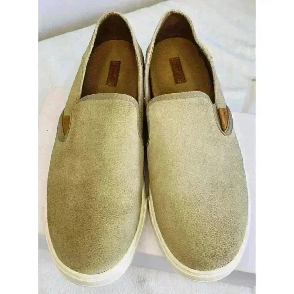 OluKai Pehuea Leather Slip-On Sneakers Clay